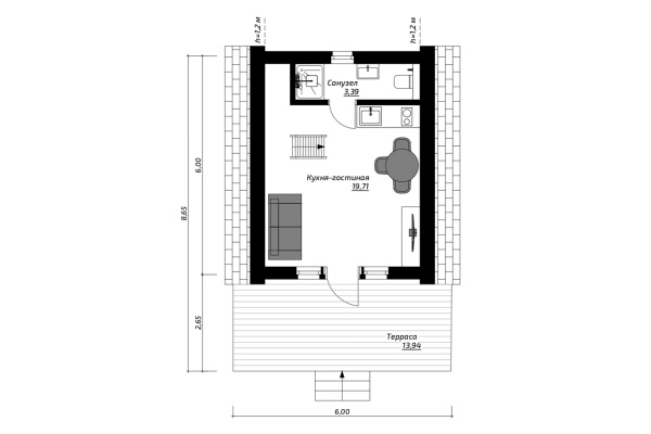 Дом панельно-каркасный Матисс (37кв.м)